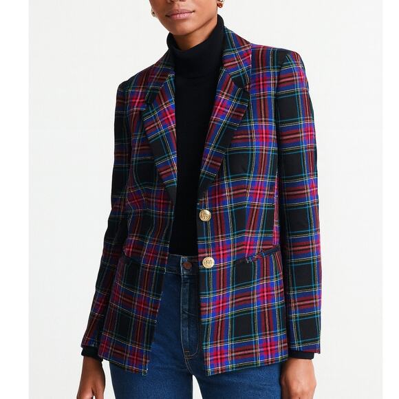 J Crew Nipped-In Blazer in Stewart Tartan Plaid Wool - Picture 1 of 10